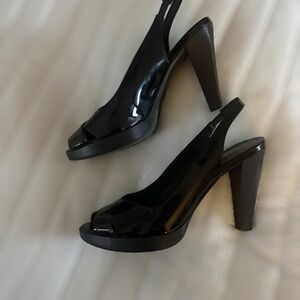 Chic Black Patent Slingback Heels Gianni Binni